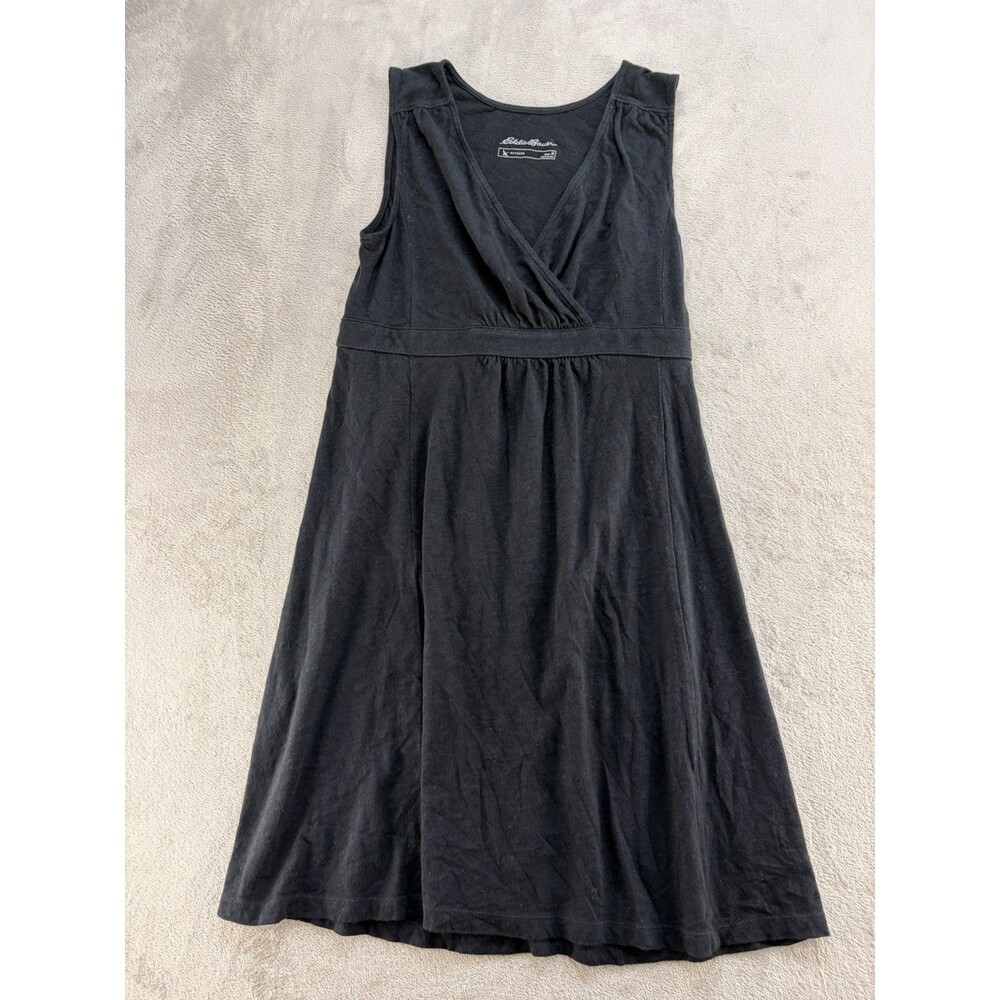 Eddie Bauer Sleeveless Tank Medium Dress Womens M Side Black Cotton Blend